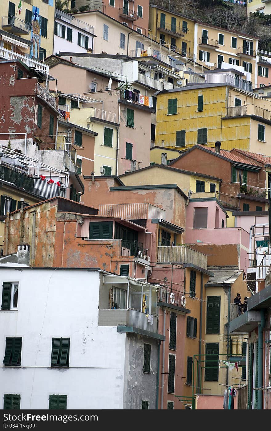 Nice colored houses in liguria,italy