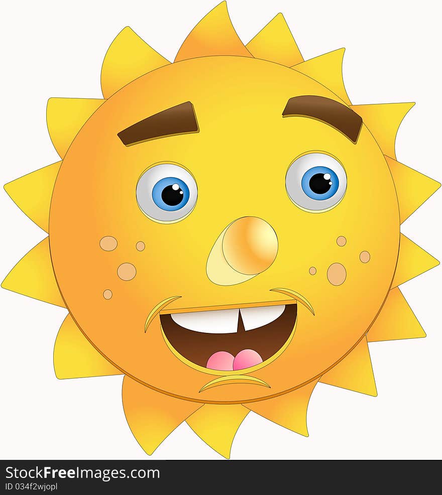 Fun sun face isolate on white background