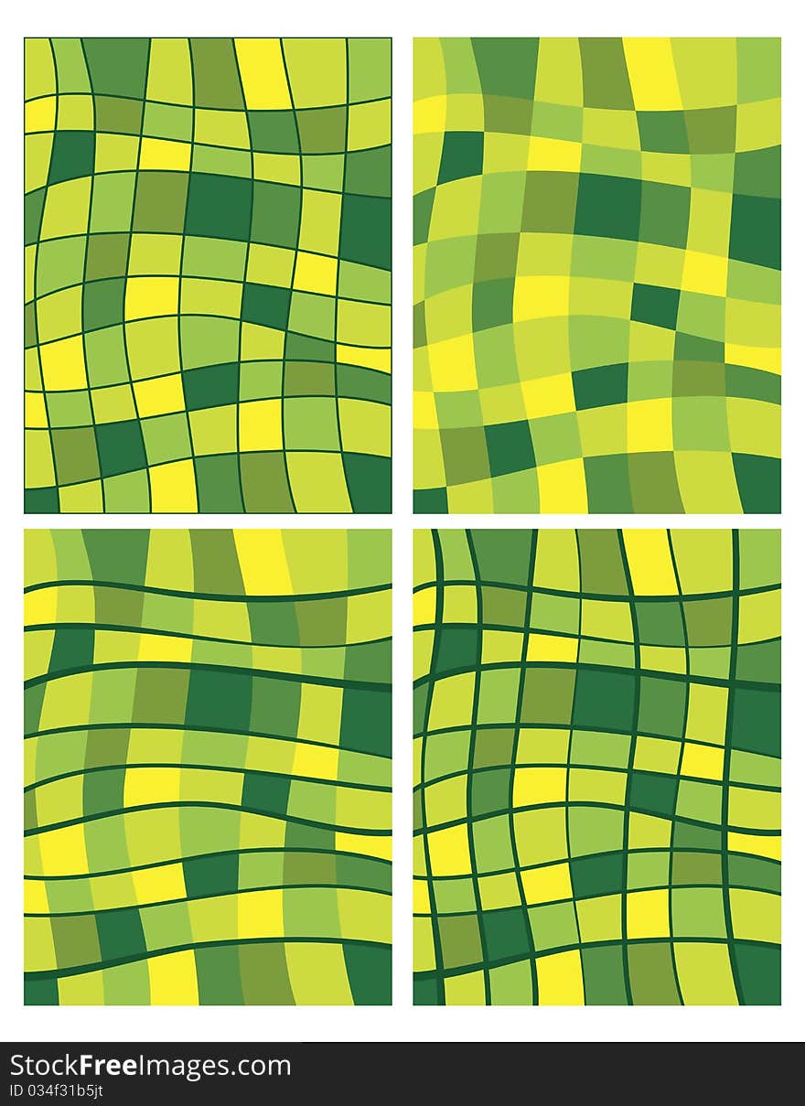 Green squares patterns, abstract vector art illustration