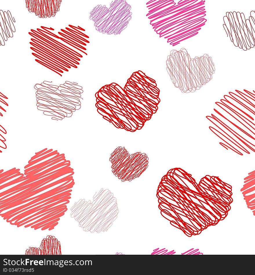 Seamless background from the Drawing hearts. Seamless background from the Drawing hearts.