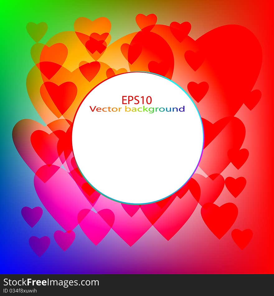 Red hearts on a colored background. Vector illustration. Red hearts on a colored background. Vector illustration.