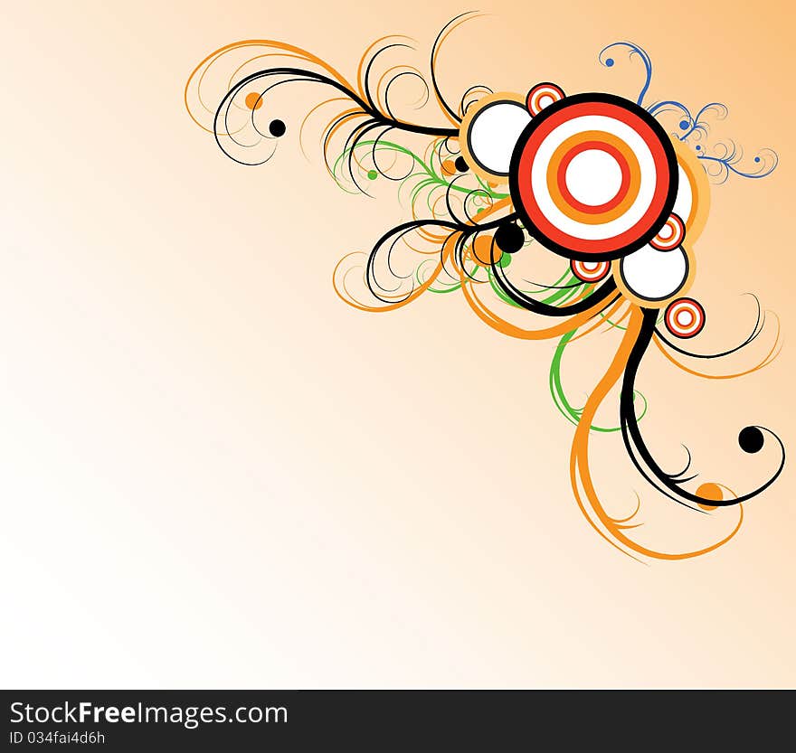 Vector design with circles and curls