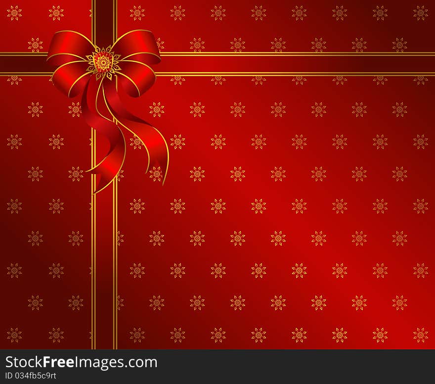 Christmas background with red bow