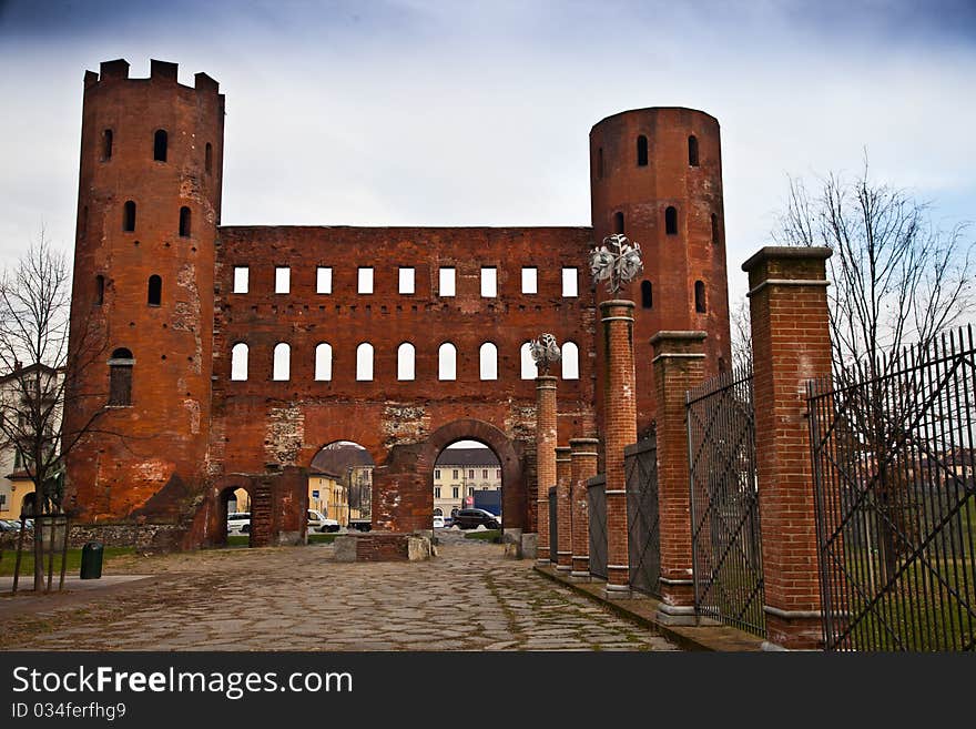 Detail of Porte Palatine in Turin - Italy. Roman empire. Detail of Porte Palatine in Turin - Italy. Roman empire.