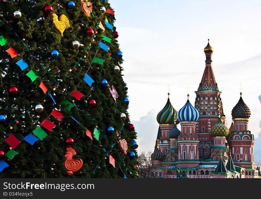 Detail of a Christmas tree from the Red Square - Moscow. Detail of a Christmas tree from the Red Square - Moscow