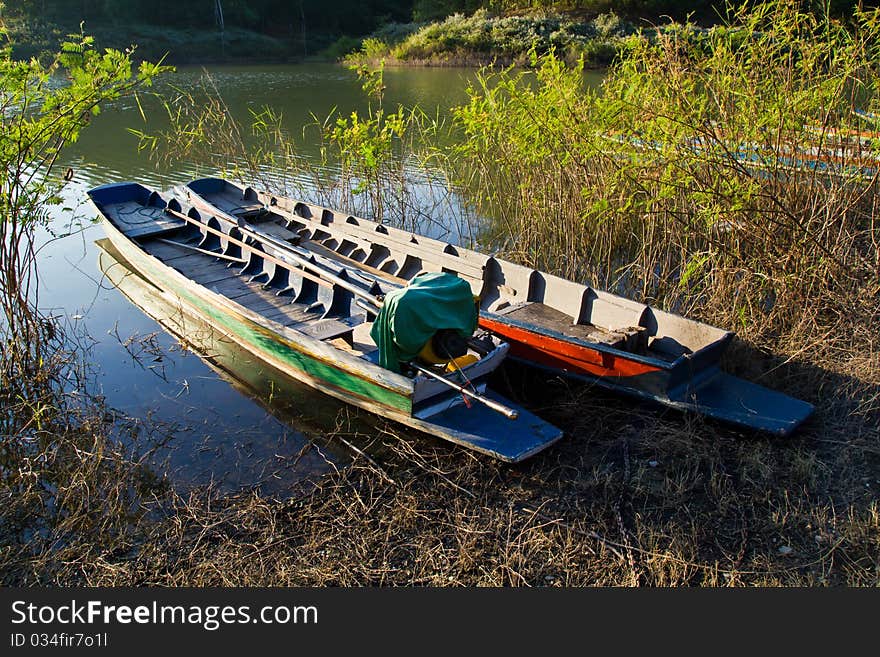 Colorful boats on the bank