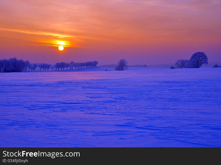 Sunset on a cold winter day.