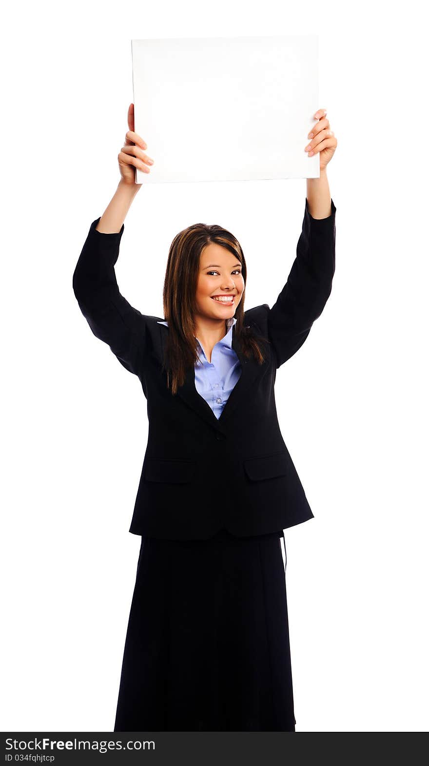 Businesswoman Holding A White Board