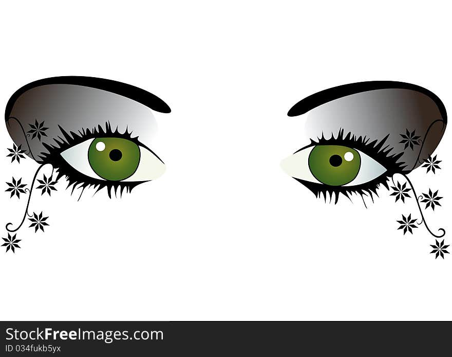 An illustration of green eyes with headstones