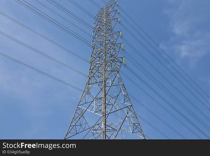 High-voltage transmission towers in the sky bright. High-voltage transmission towers in the sky bright.