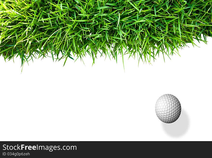 Golf ball and green grass