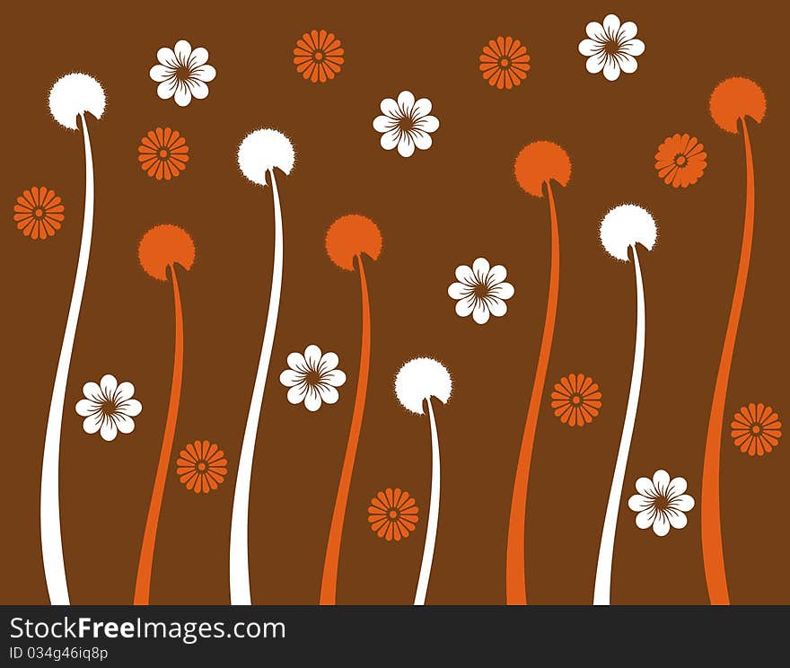 Retro flower spring illustration  landsca