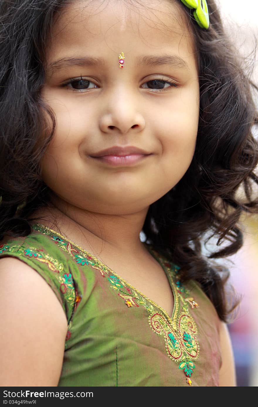 Portrait Of Cute Indian Little Girl. Portrait Of Cute Indian Little Girl