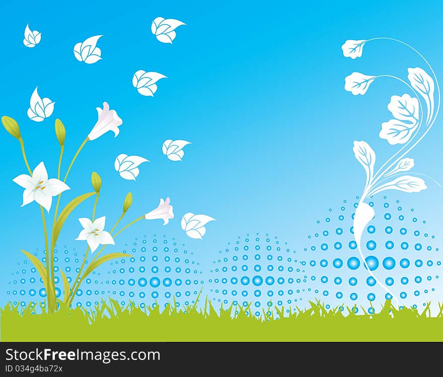 Blue Flower Sky Spring Illustration  Landsca