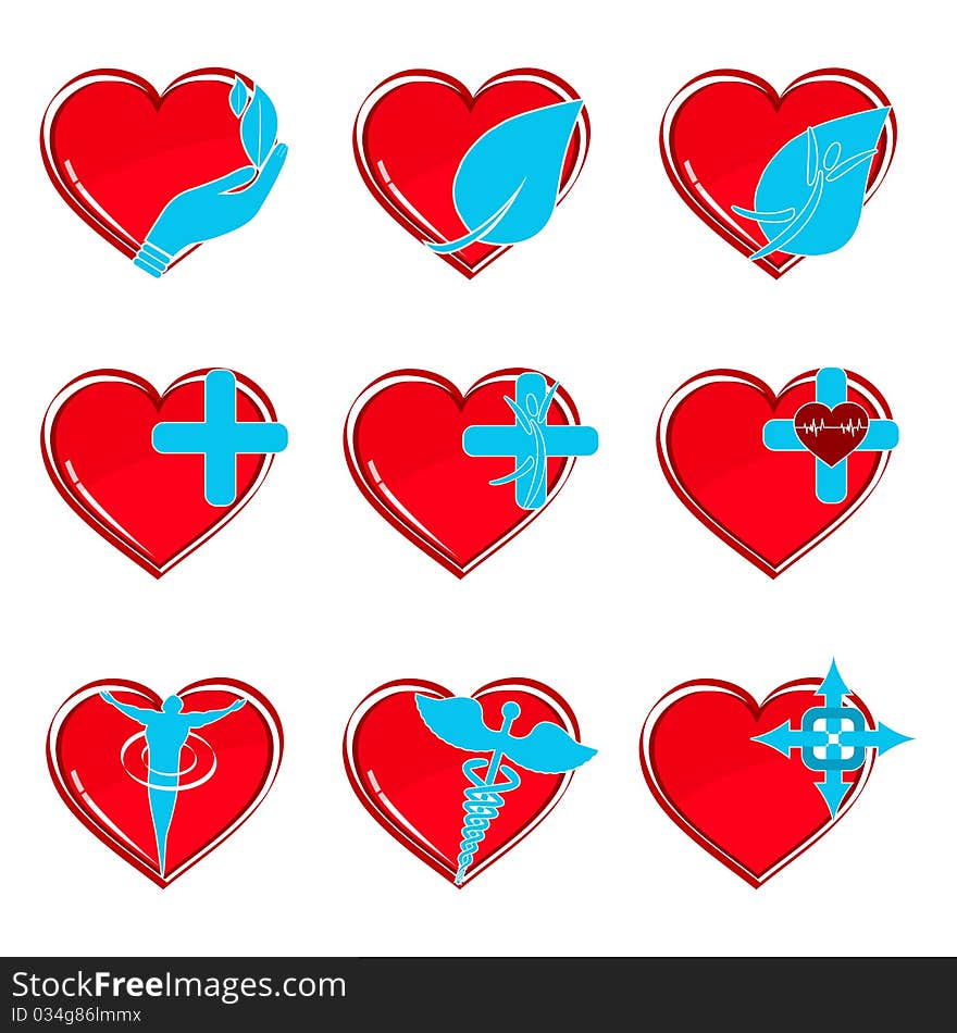 Illustration of happy hearts on white background