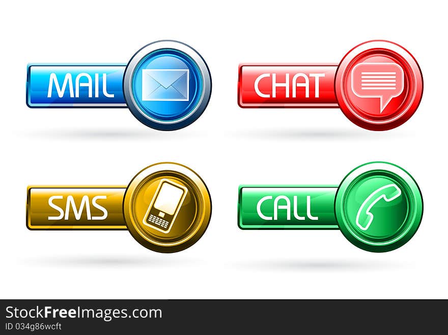 Illustration of communication buttons on white background