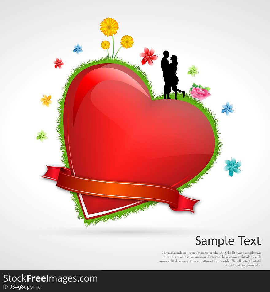 Illustration of valentine card on white background