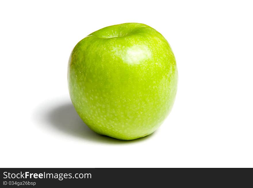 Green apple over white background