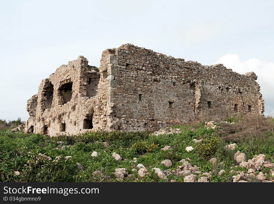 Ancient ruins in the town of Side, Turkey