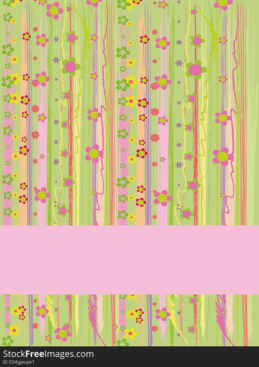 Striped greeting card with flowers