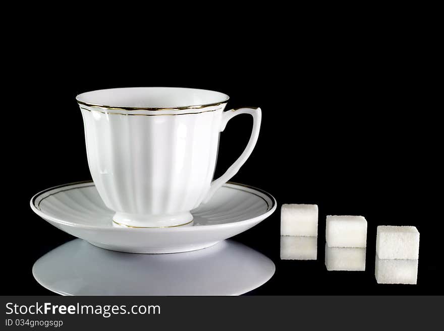 Cup of coffee on a black background