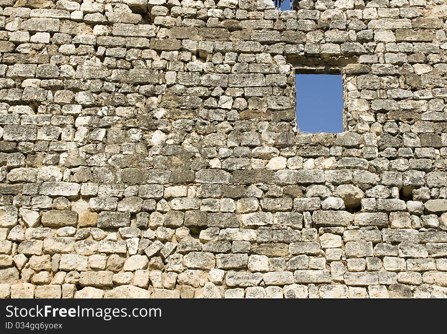 Old Wall, blue sky.