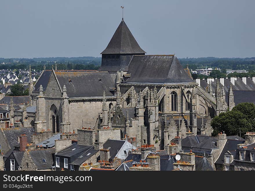 A church between the houses