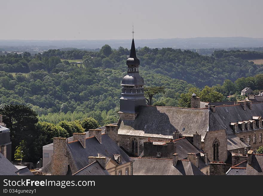 An elaborate bell tower soaring in the breton country