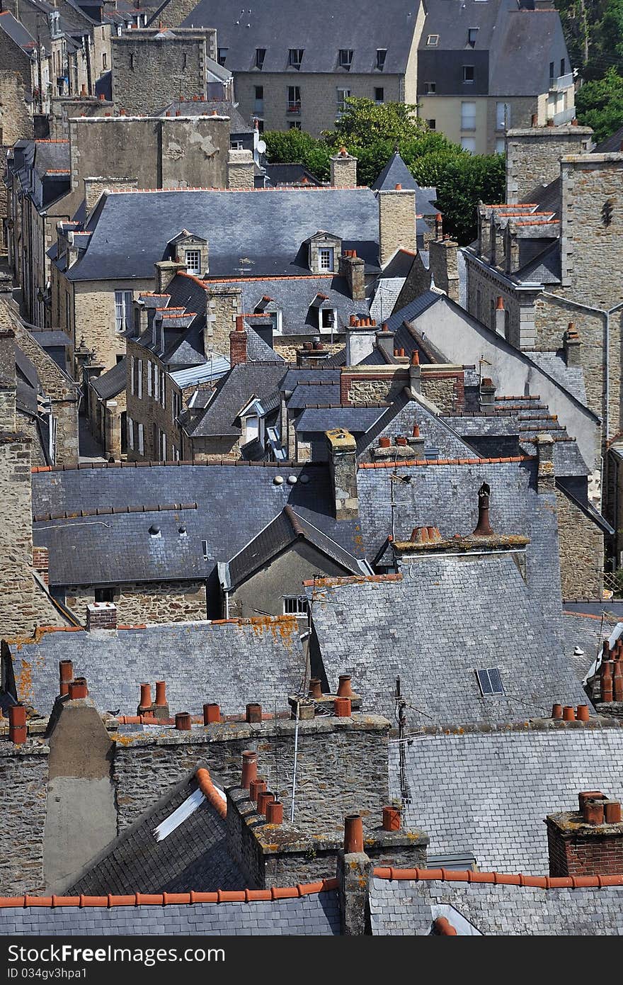 A flight of slate's roofs in the old quarter of dinan(britanny)