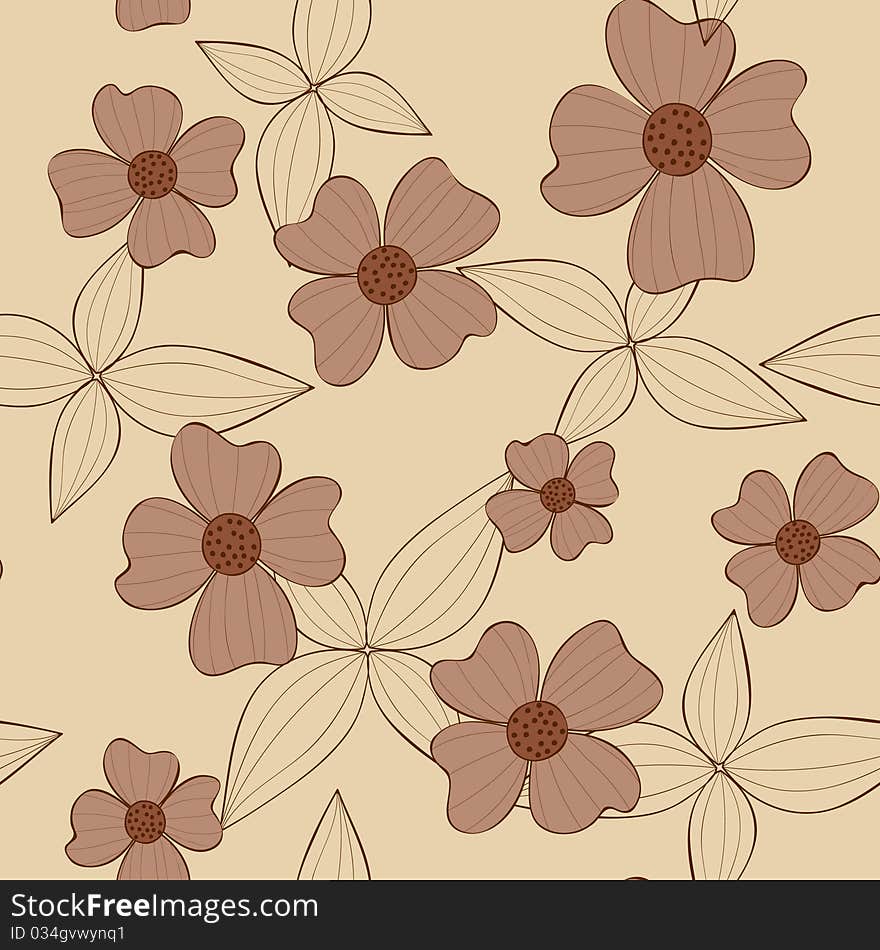 Seamless floral wallpaper. Hand drawn illustration