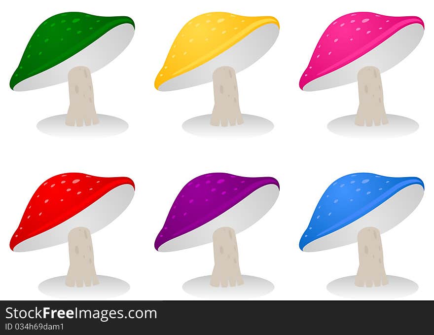 Set of icons of mushrooms. A illustration. Set of icons of mushrooms. A illustration