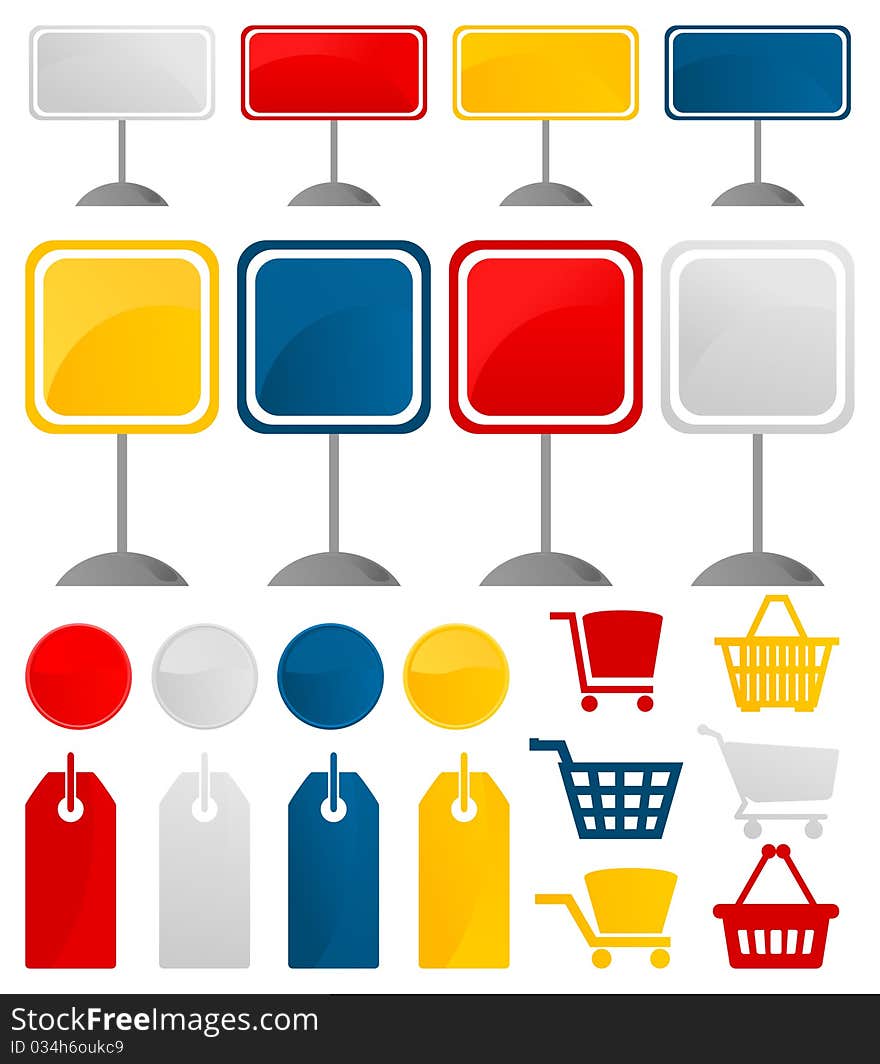 Icons on a theme shop and sales. A illustration. Icons on a theme shop and sales. A illustration