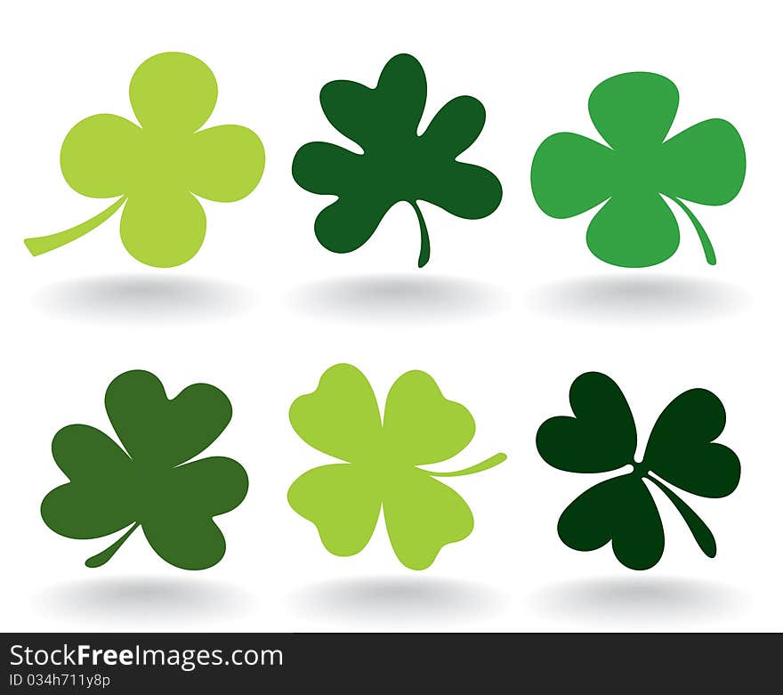 Set of green leafs of a clover. A illustration. Set of green leafs of a clover. A illustration