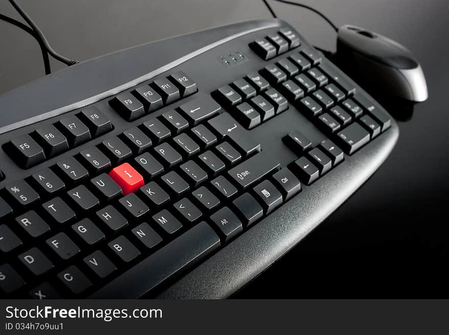 Close-up Of Black Keyboard With Mouse