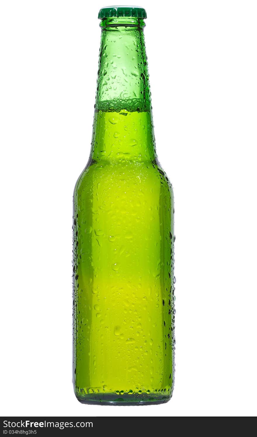 Bottle with beer on white background