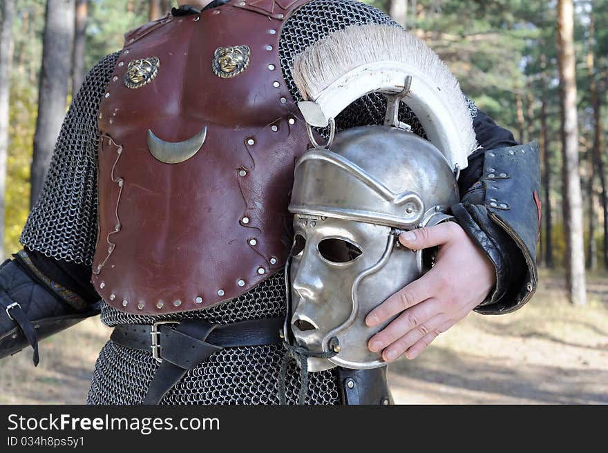 The Roman helmet for the gladiator. The Roman helmet for the gladiator