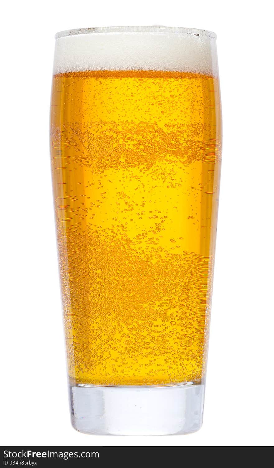 Glass with beer on white background