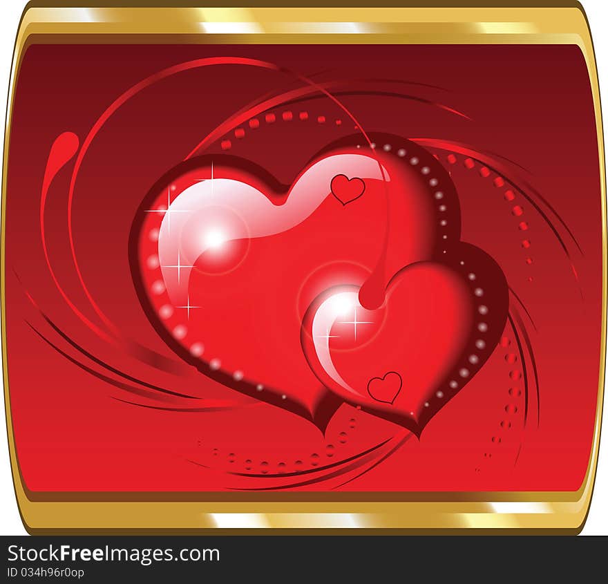 Beautiful heart in a gold framework. Beautiful heart in a gold framework