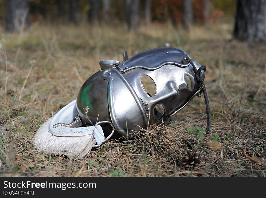 The Roman helmet for the gladiator. The Roman helmet for the gladiator