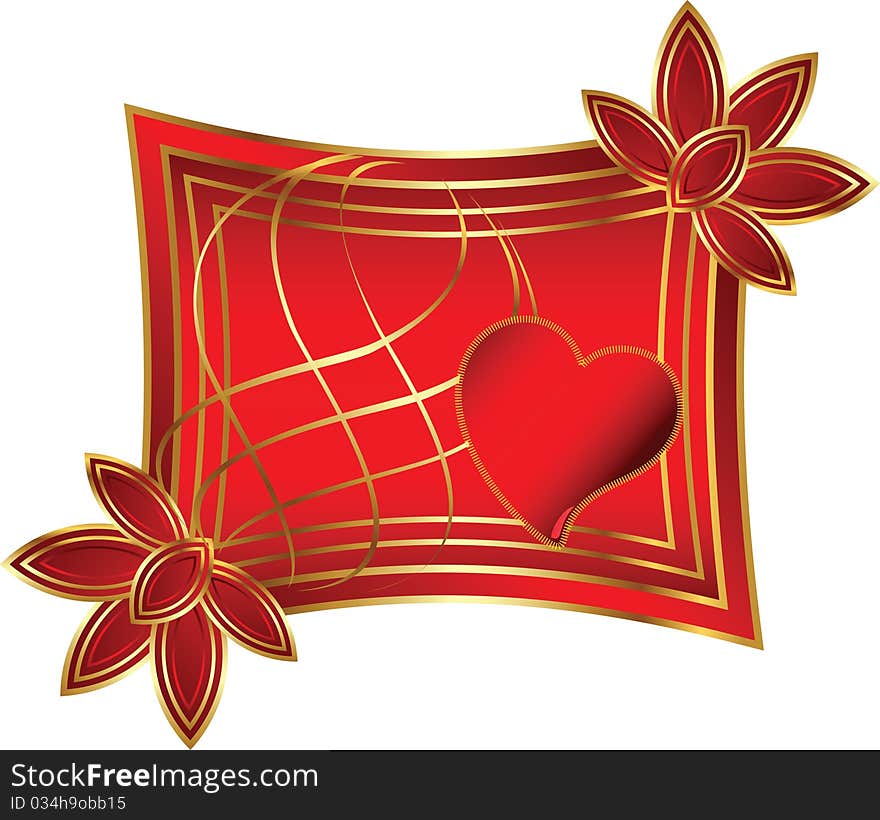 Beautiful heart in a gold framework. Beautiful heart in a gold framework