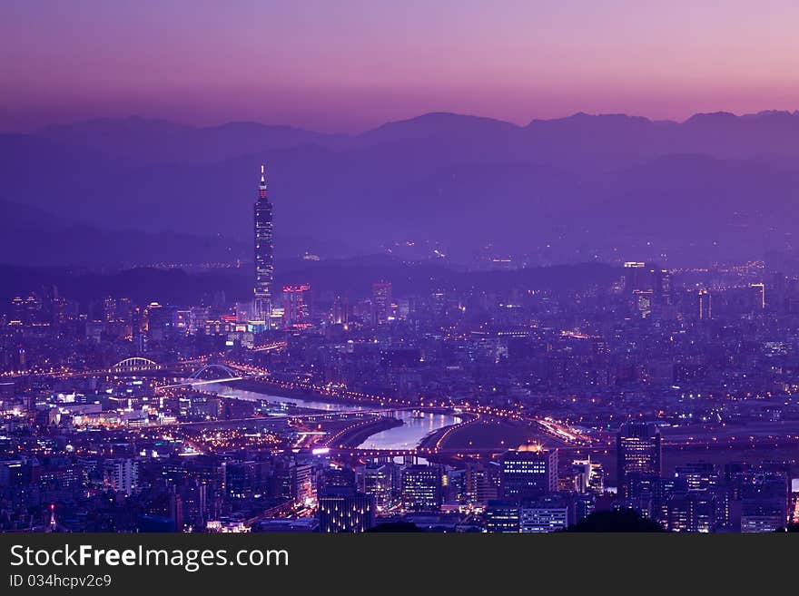 Night scenes of the Taipei city, Taiwan