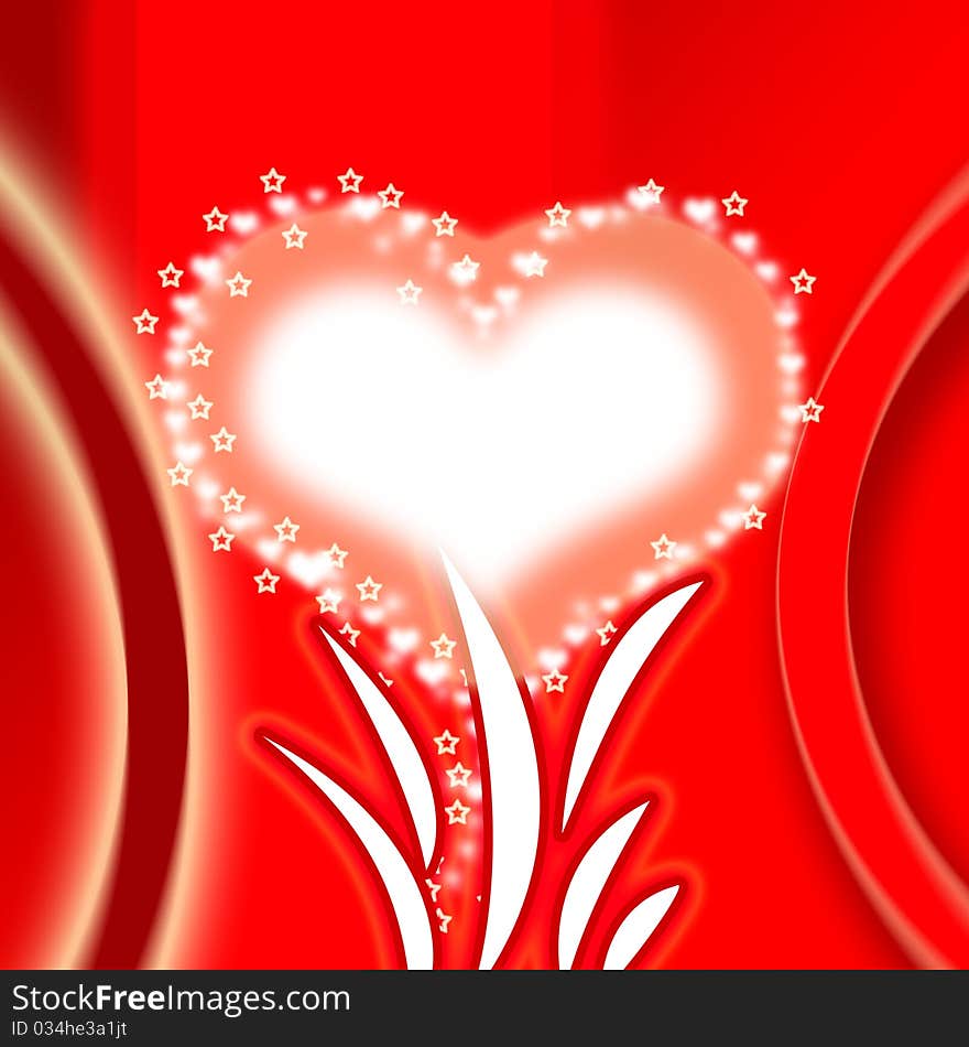 Red abstract background with a heart. Red abstract background with a heart.