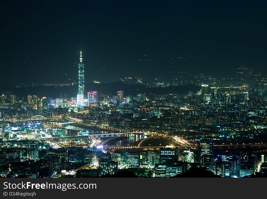 Night scenes of the Taipei city, Taiwan for background or others purpose use