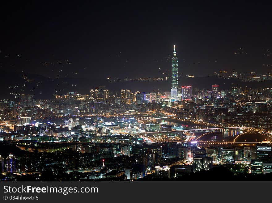 Night scenes of the Taipei city, Taiwan