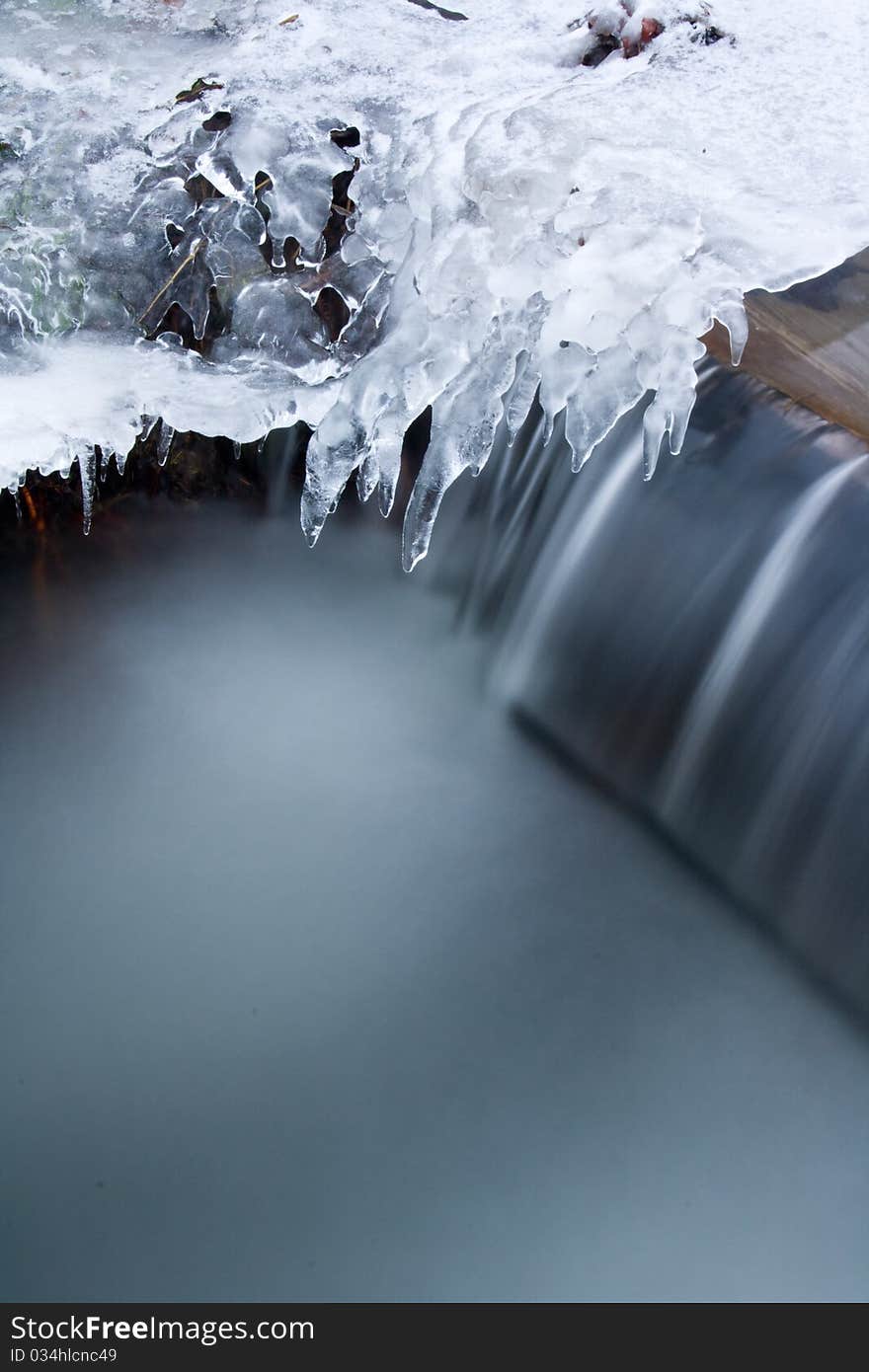 Small creek stream covered with ice. Small creek stream covered with ice