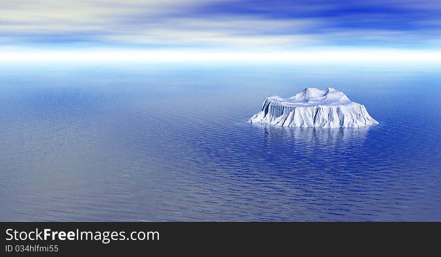 The big iceberg on the open ocean