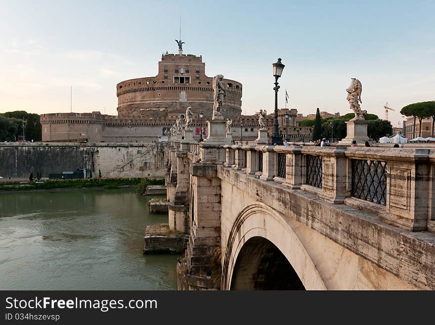 Angel's Bridge and Angel's Castle in Rome. Angel's Bridge and Angel's Castle in Rome