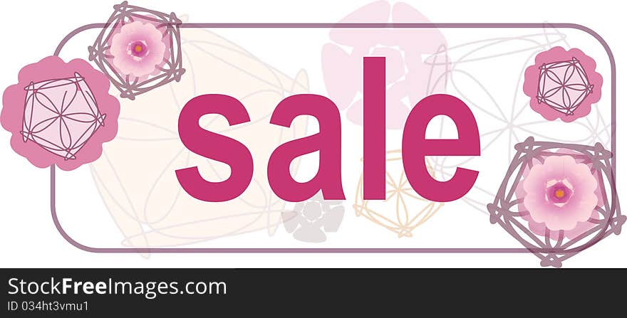 Shop sale sign with pink flowers. Shop sale sign with pink flowers