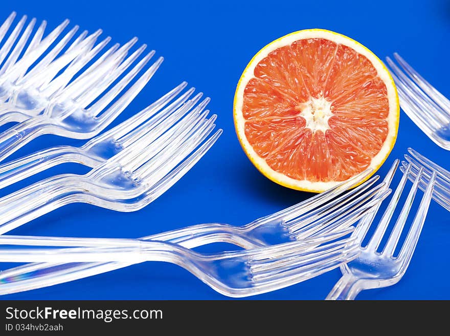 One perfectly fresh oranges isolated on black