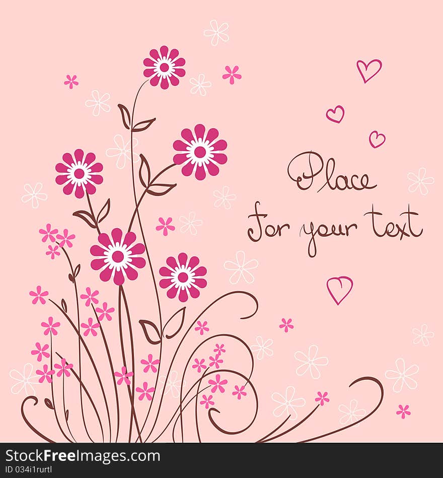 Valentine Background With Flower And Heart